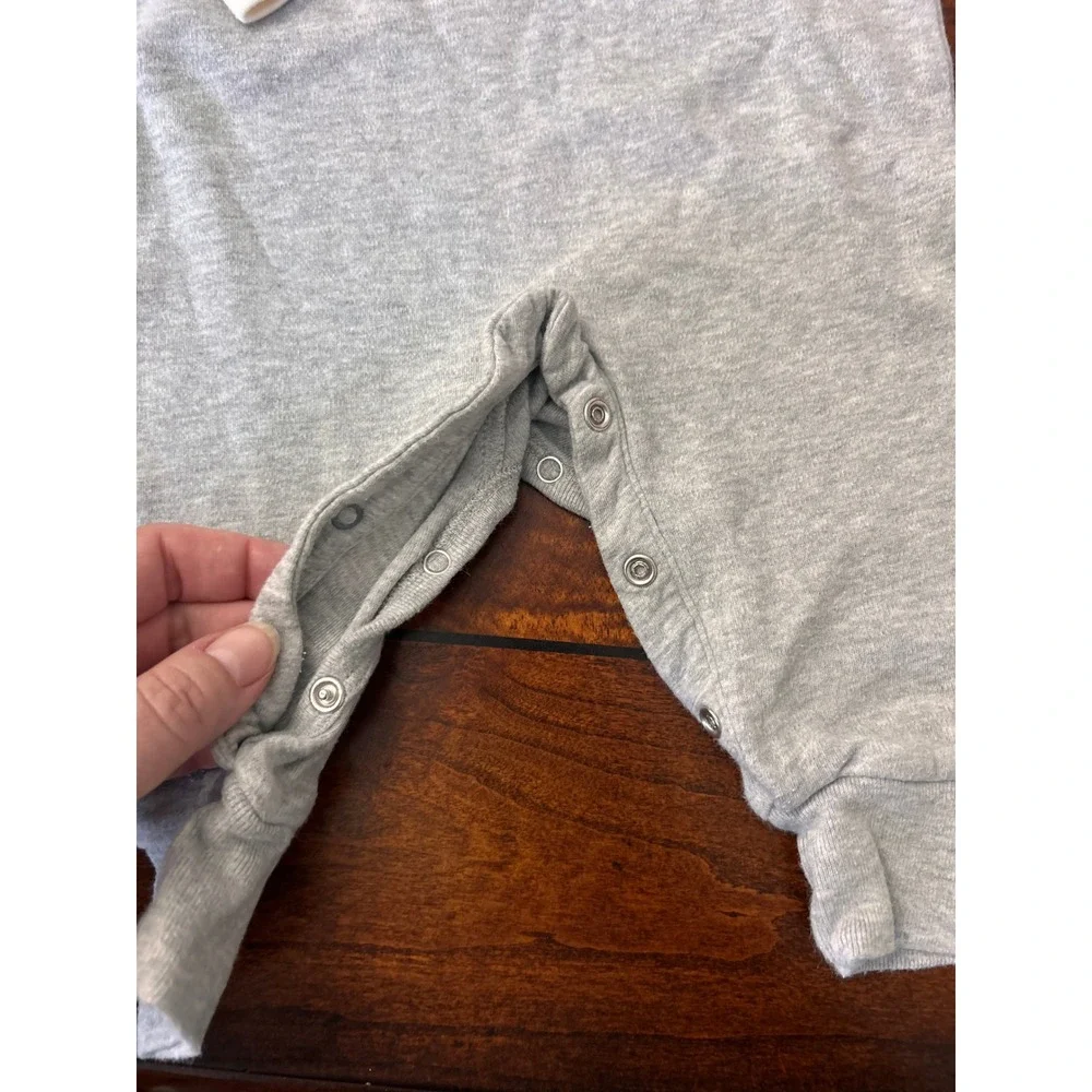 Ralph Lauren Baby Grey White Raglan Henley Coverall Romper 6M
